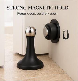 No-Drill Magnetic Door Stopper | Floor or Wall Mount