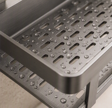 No-Drill Wall Shelf with Hooks (suction cup)