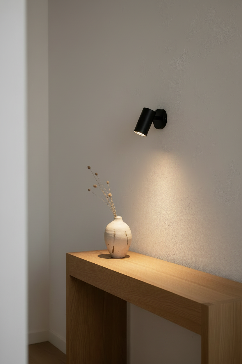 Japandi Matte Black Cordless Compact Wall Lamp Hallway