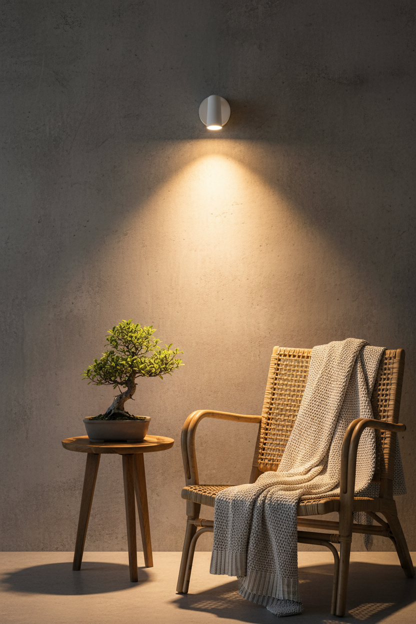 Japandi White Wall Lamp Reading Nook
